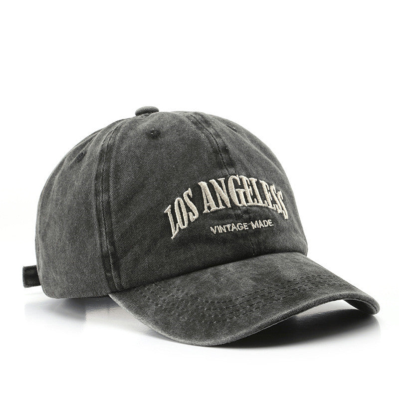 Distressed Satin Letter Embroidery Baseball Cap – Adjustable Unisex