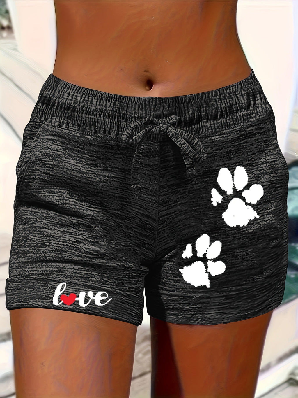 Women's Printed Elastic Waist Cropped Shorts With Pockets
