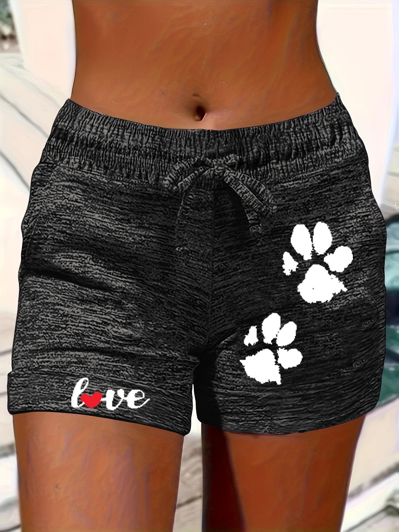 Women's Printed Elastic Waist Cropped Shorts With Pockets