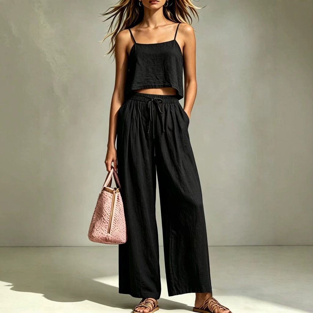 Women's Camisole & Wide-Leg Pants Two-Piece Set – Casual Summer