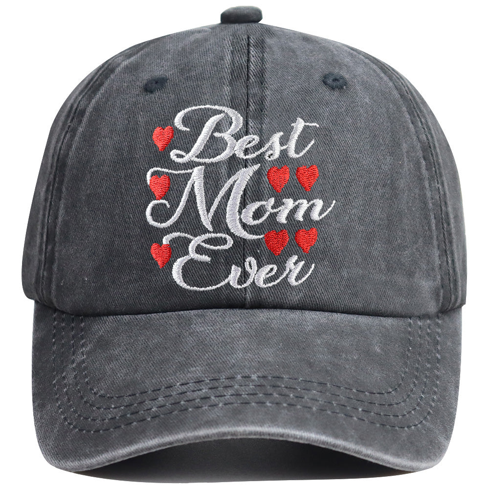 Best Mom Ever Adjustable Embroidered Wash Cotton Cap