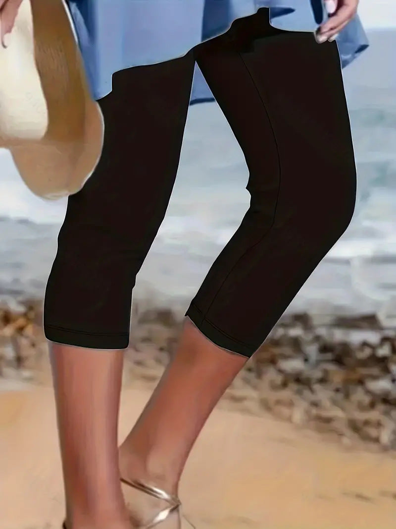 Women’s Slim Fit Cropped Leggings – High Elasticity Tight Pants