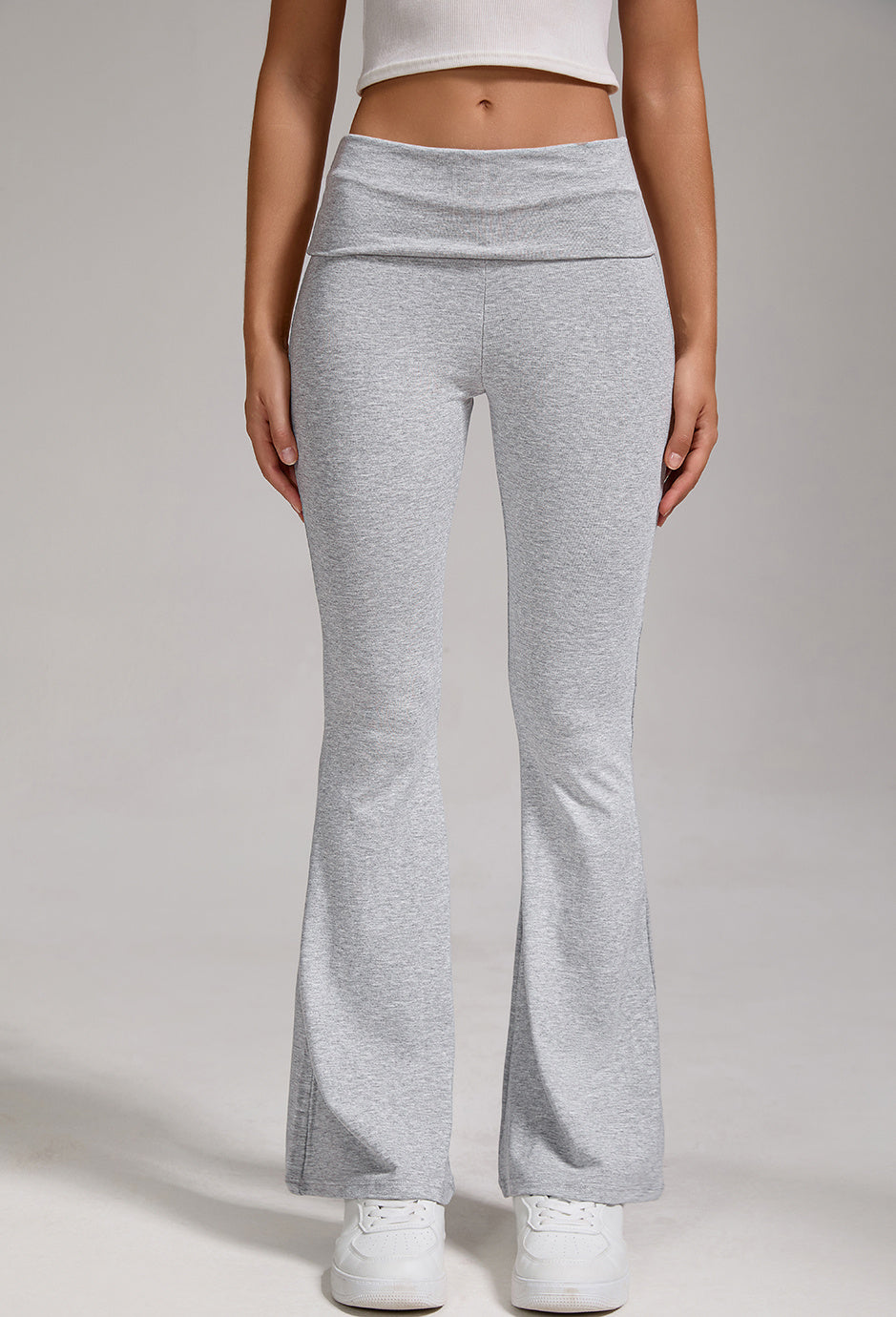 🔥 Women's Low-Waisted Folded Waist Flared Pants - Low-Rise Wide-Leg Trousers