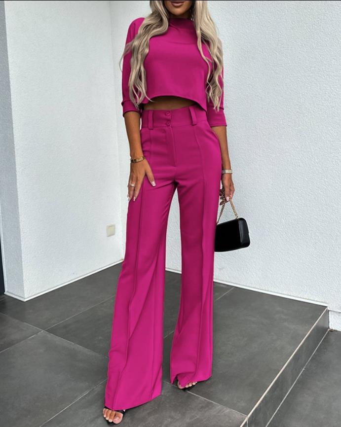 Women's Elegant Solid Color Half Sleeve Short Top