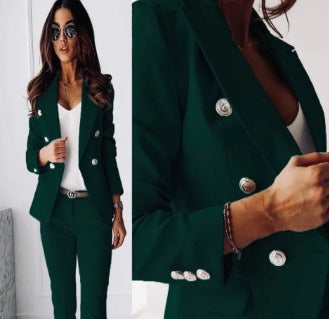 Lapel Button-Down Jacket & Slim-Fit Trousers Suit – 15 Colors XS–XXL
