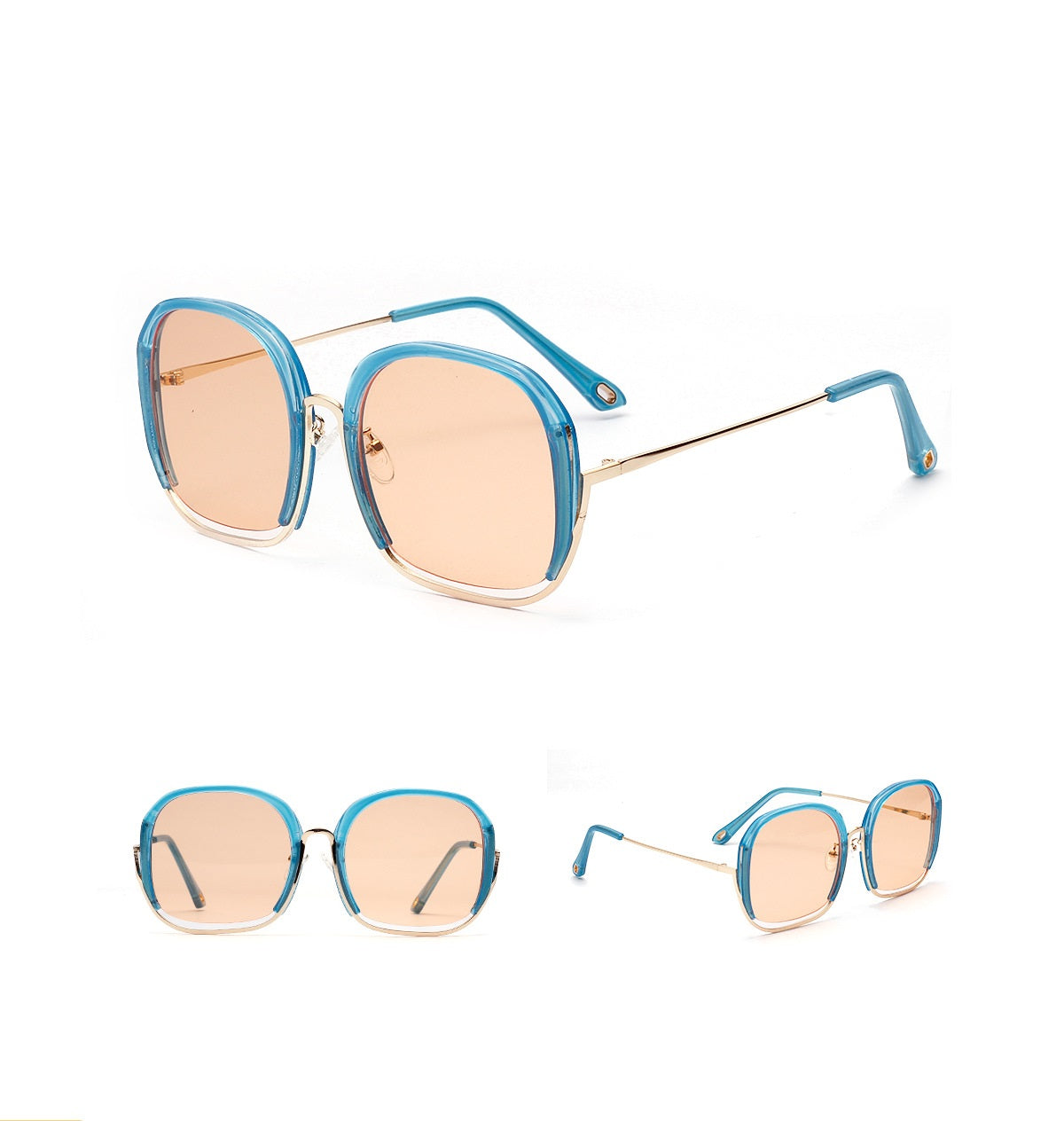 Large Half Frame UV400 Sunglasses – Colorful Fashion Shades