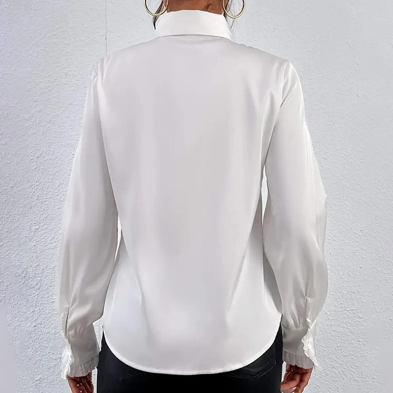 Women’s Ruffled Collared Blouse | Long Sleeve Dressy Work Top