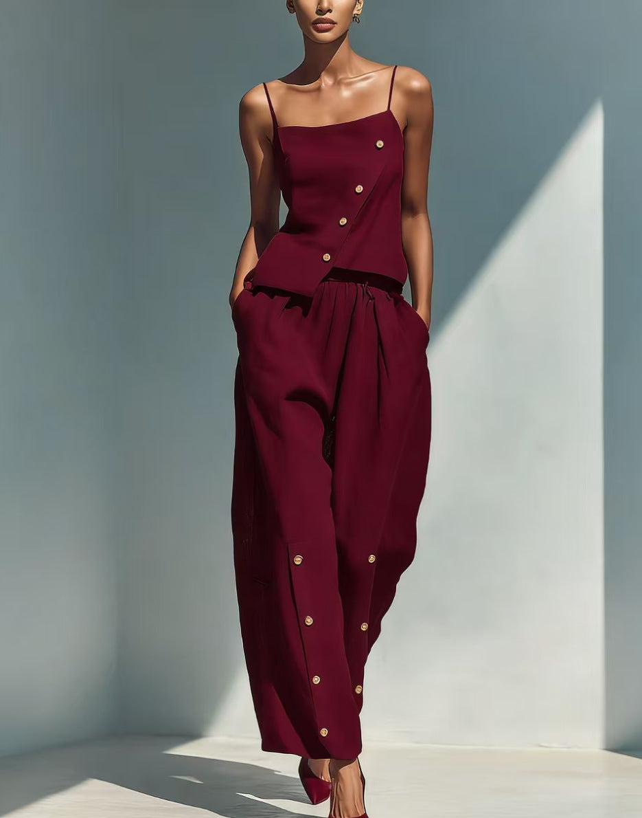 Women's Gold-Buckle Camisole & Pants Two-Piece Set