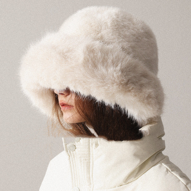 Women’s Oversized Furry Fisherman Hat – Mongolian Style Winter Hat