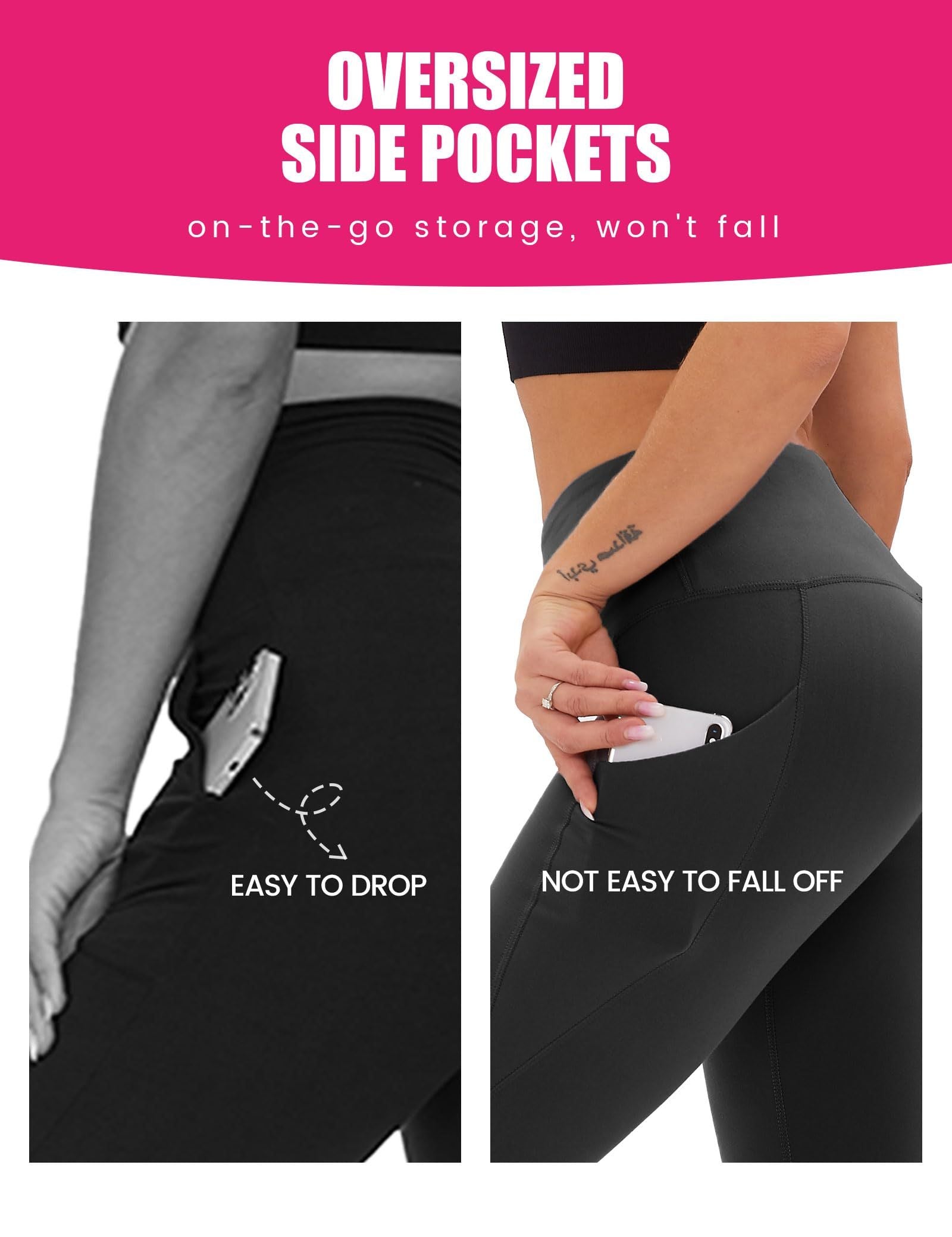 Cropped High-Waisted Yoga Pants with Diagonal Pockets