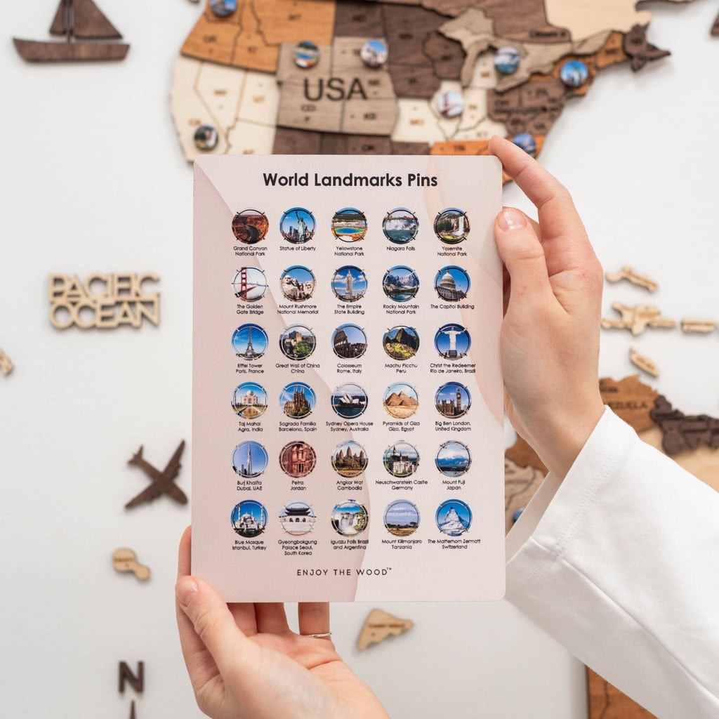 Wooden Sightseeings Sticky Pins