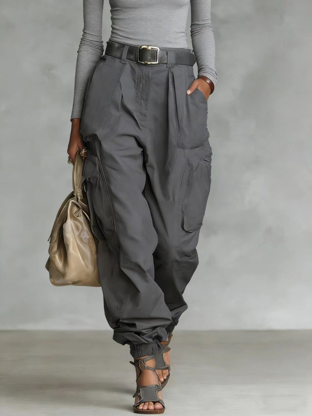 Women’s High-Waist Loose Fit Wide-Leg Casual Trousers