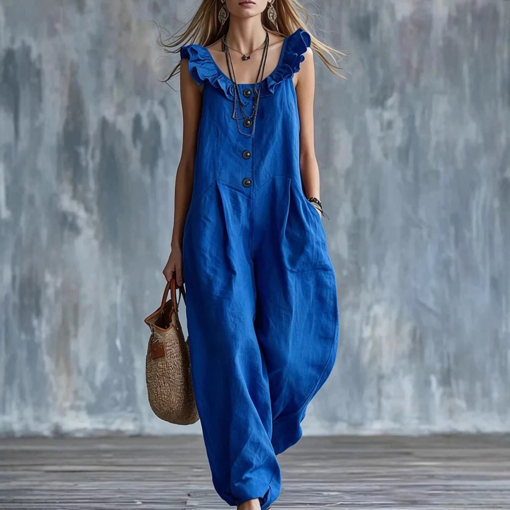 Women's Sleeveless Button-Down Tank Jumpsuit