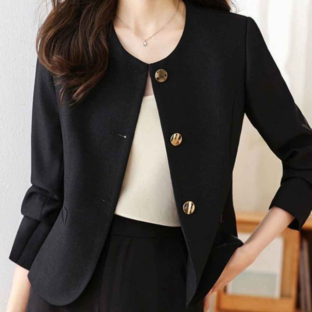 Women’s Cropped Crew Neck Jacket – Casual Lightweight Outerwear