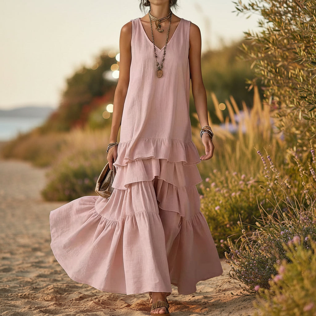Women's Ice Silk Sleeveless Loose Maxi Dress – 6 Colors S–5XL