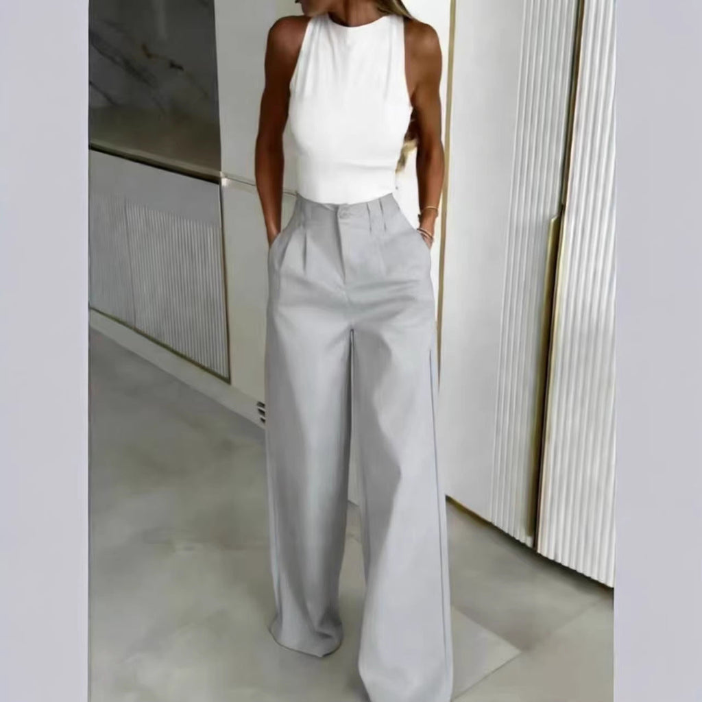 Women's Loose Flowing Straight-Leg Floor-Length Pants