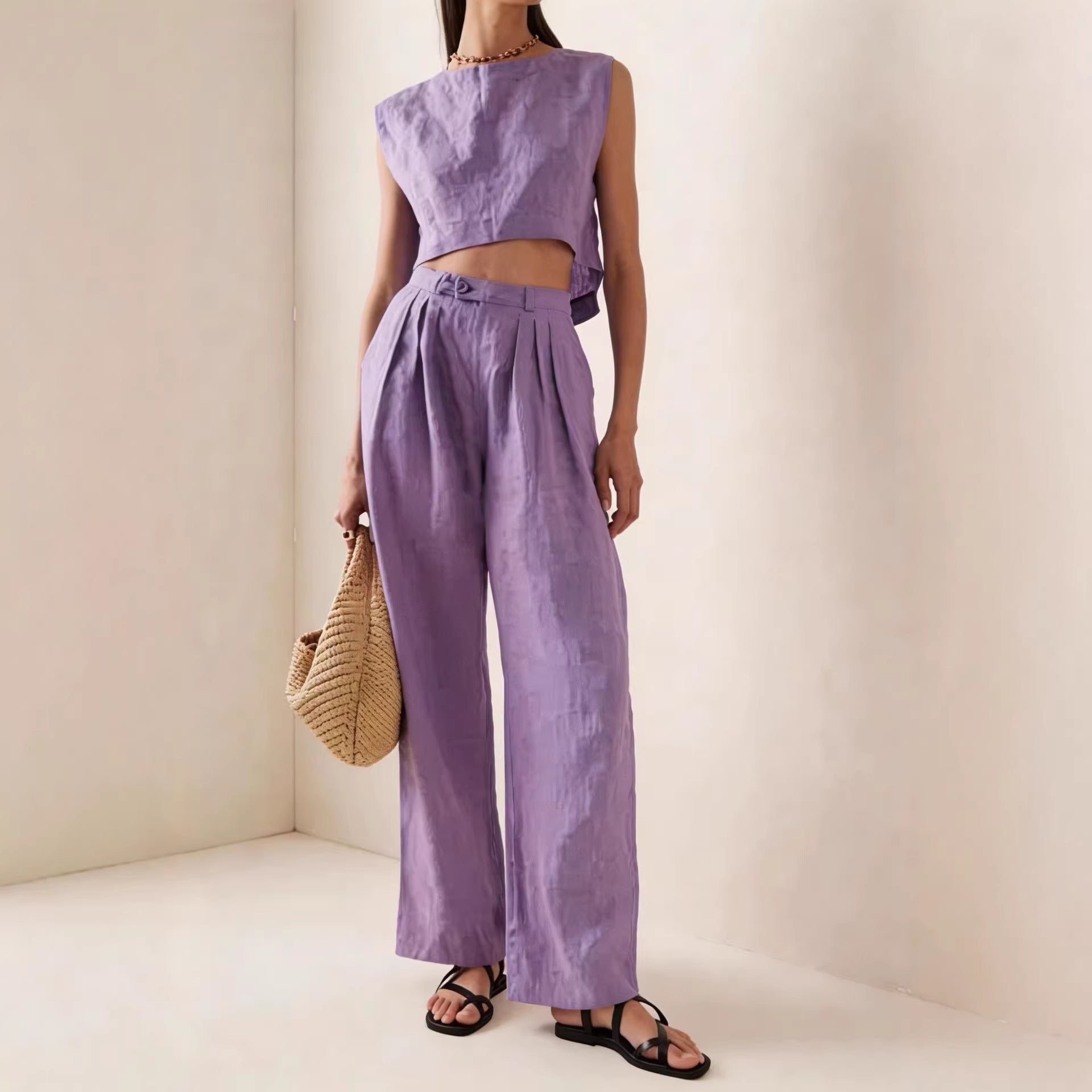 Women's Crew-Neck Loose Casual Two-Piece Set – Breathable T-Shirt & Pants