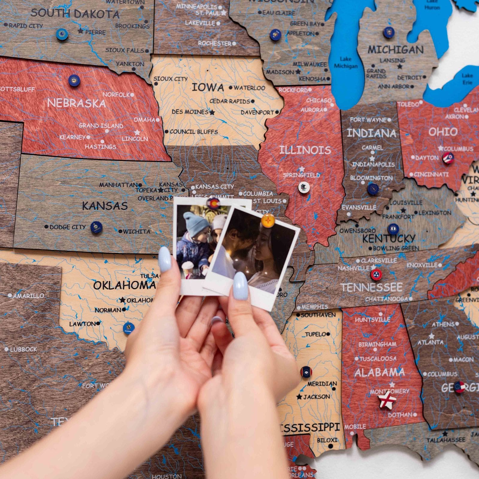 Wooden 3d Map of USA - Fusion