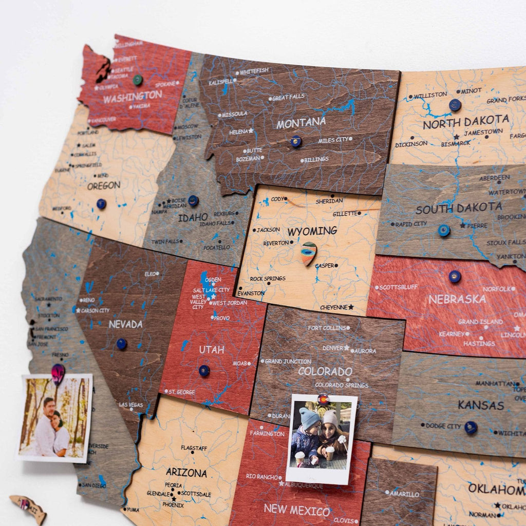 Wooden 3d Map of USA - Fusion
