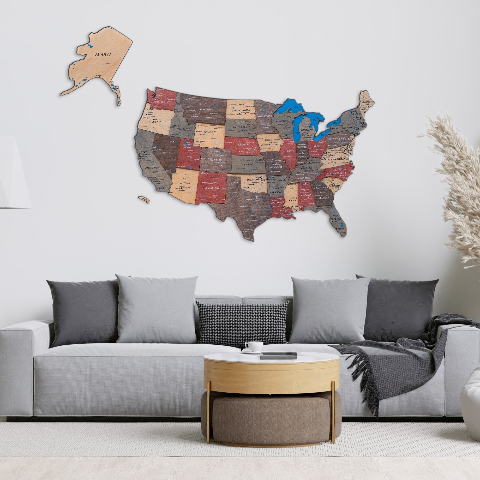 Wooden 3d Map of USA - Fusion