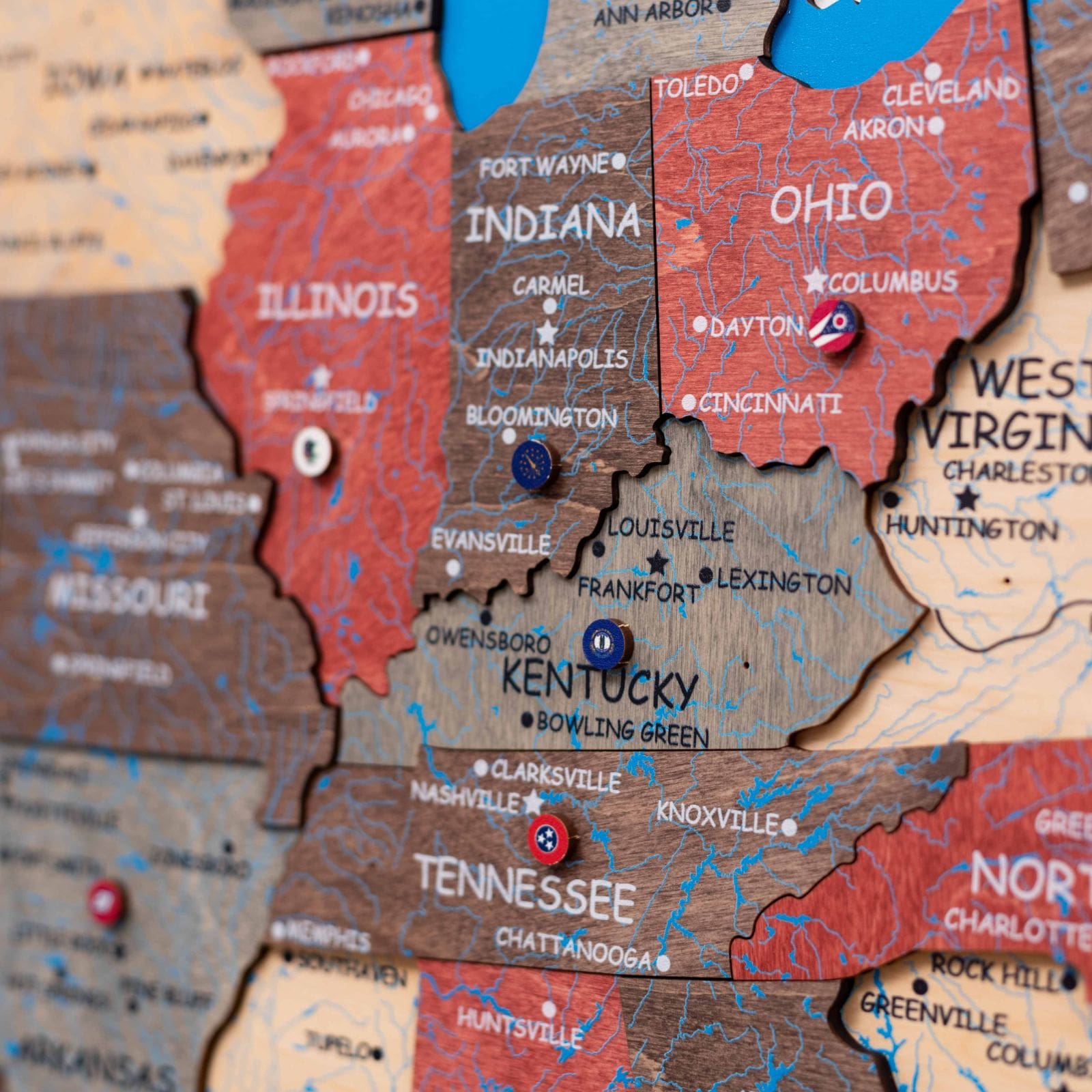 Wooden 3d Map of USA - Fusion