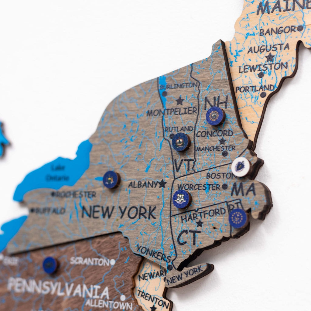 Wooden 3d Map of USA - Fusion