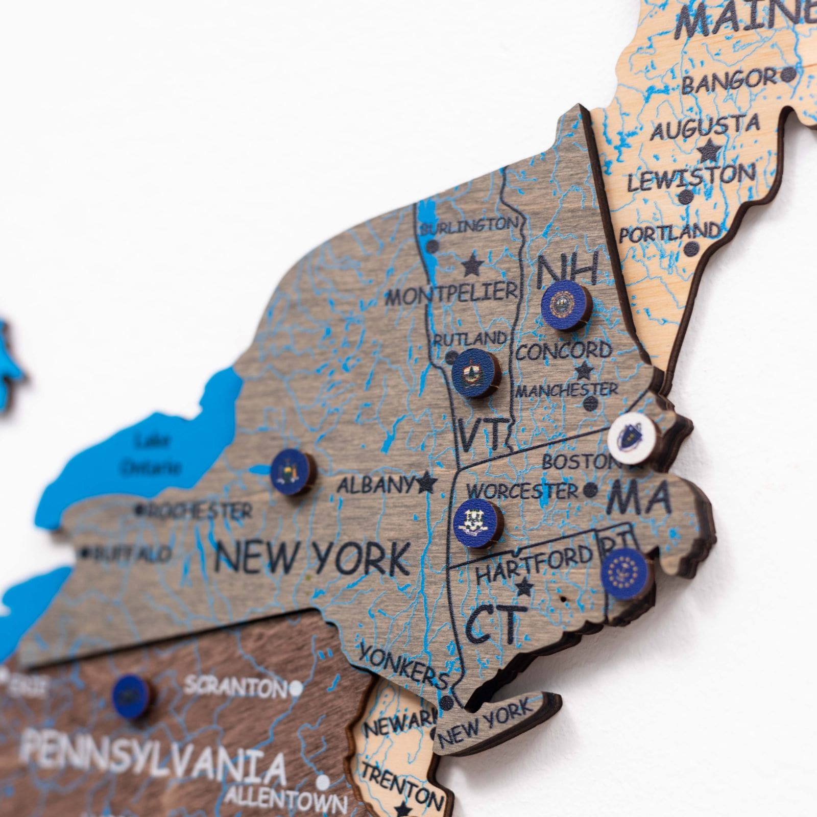 Wooden 3d Map of USA - Fusion