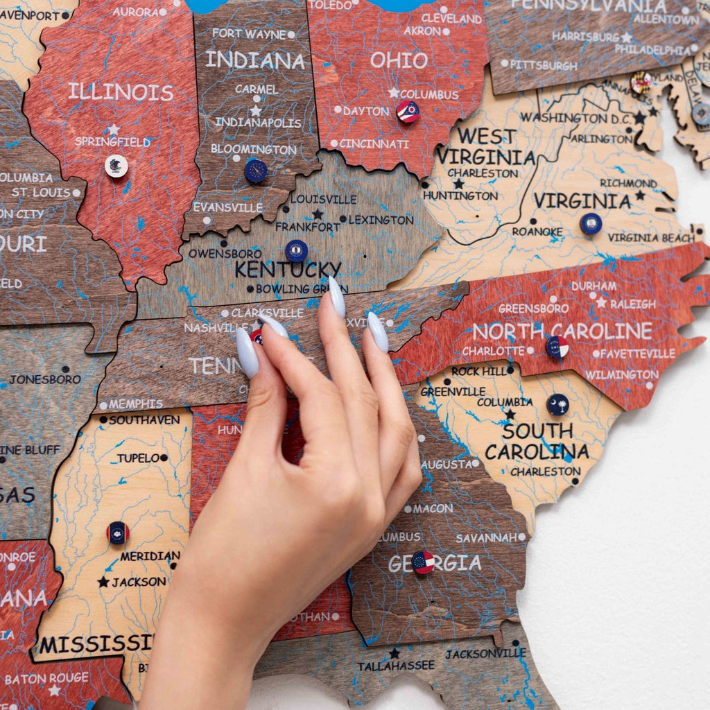 Wooden 3d Map of USA - Fusion