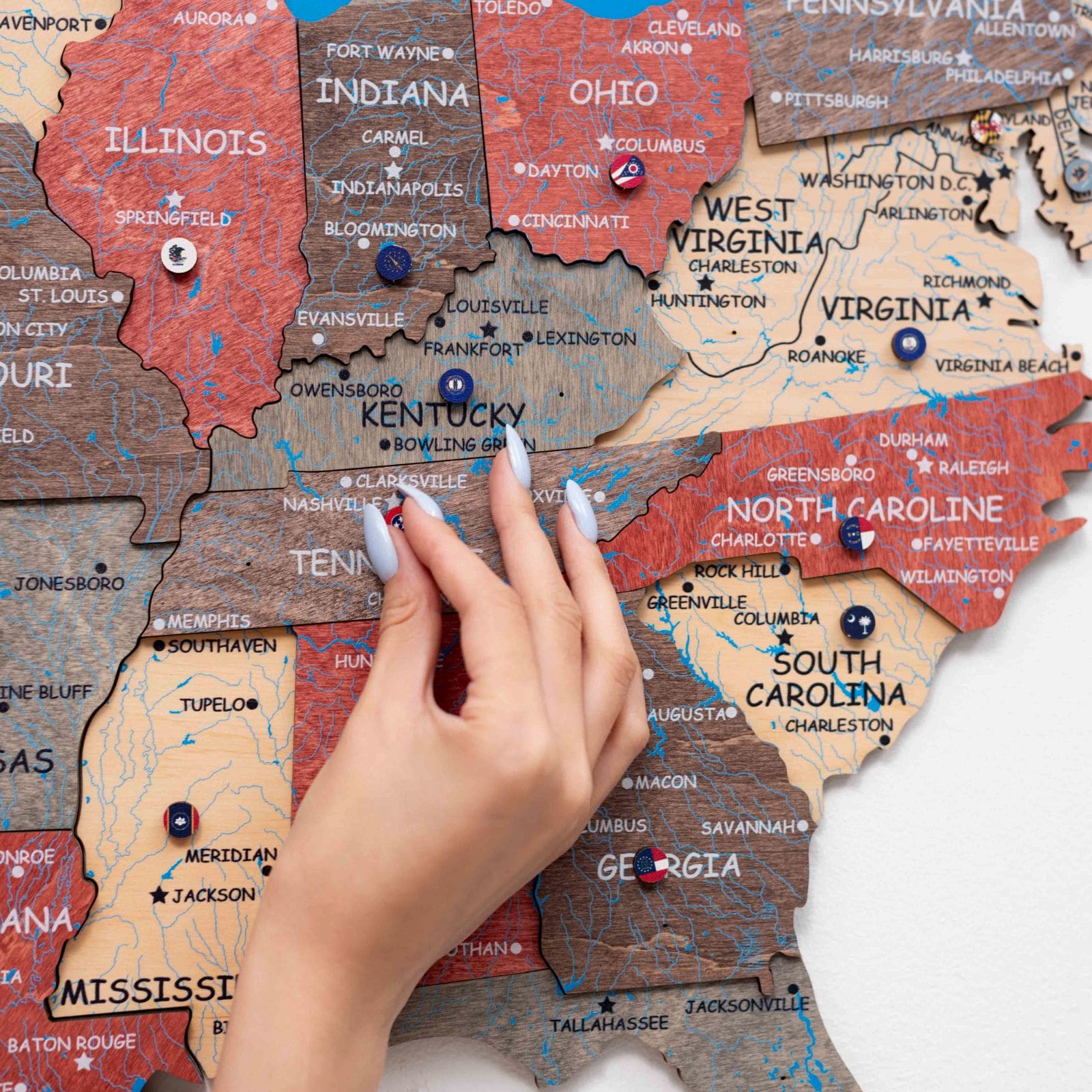 Wooden 3d Map of USA - Fusion
