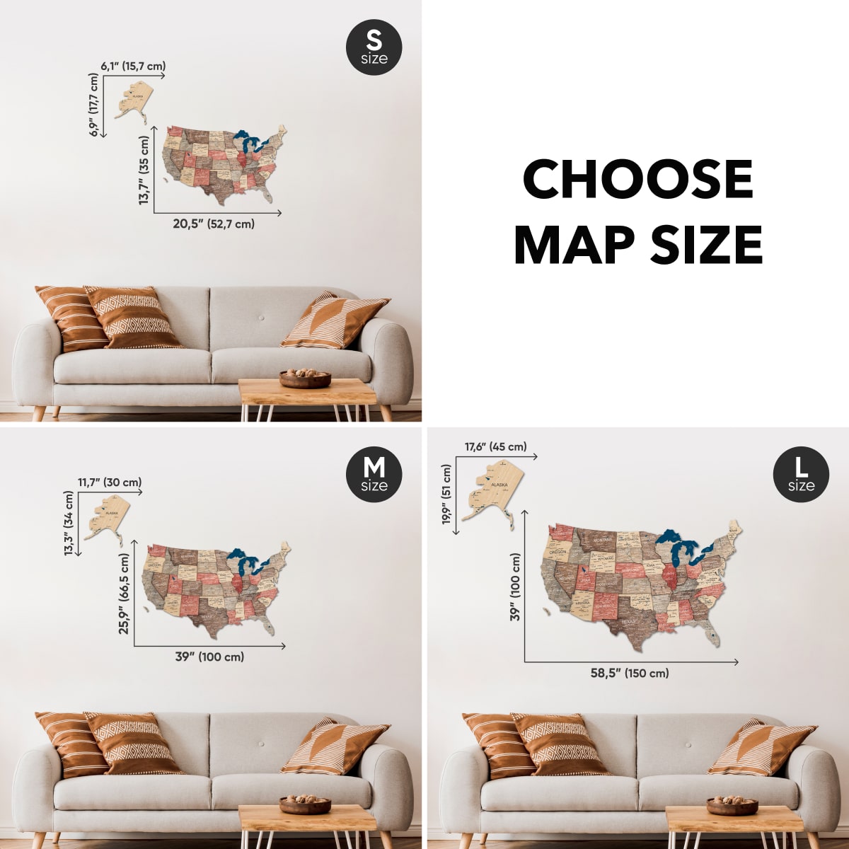 Wooden 3d Map of USA - Fusion