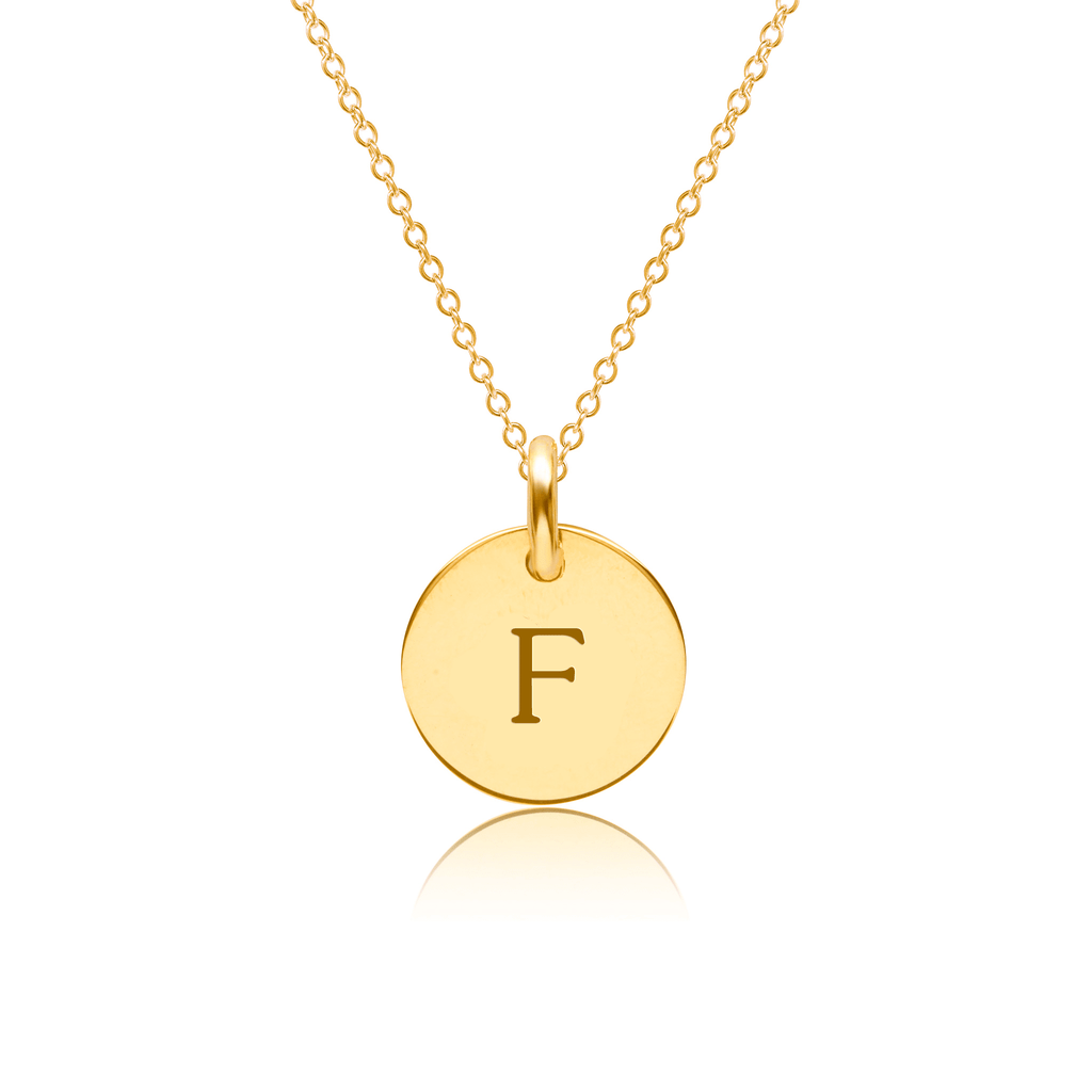 Mini Initial Circle Tag Necklace - Uppercase
