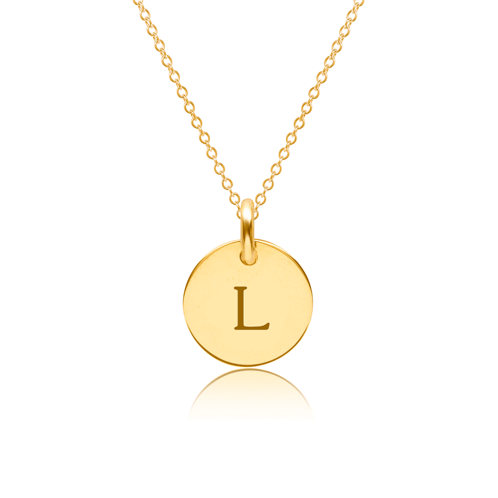 Mini Initial Circle Tag Necklace - Uppercase