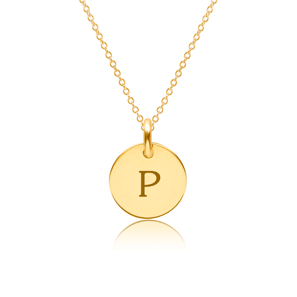 Mini Initial Circle Tag Necklace - Uppercase