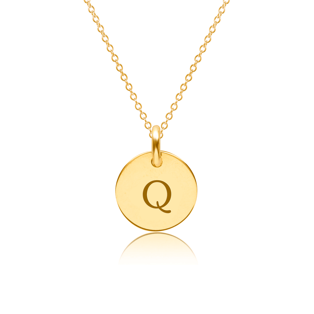 Mini Initial Circle Tag Necklace - Uppercase