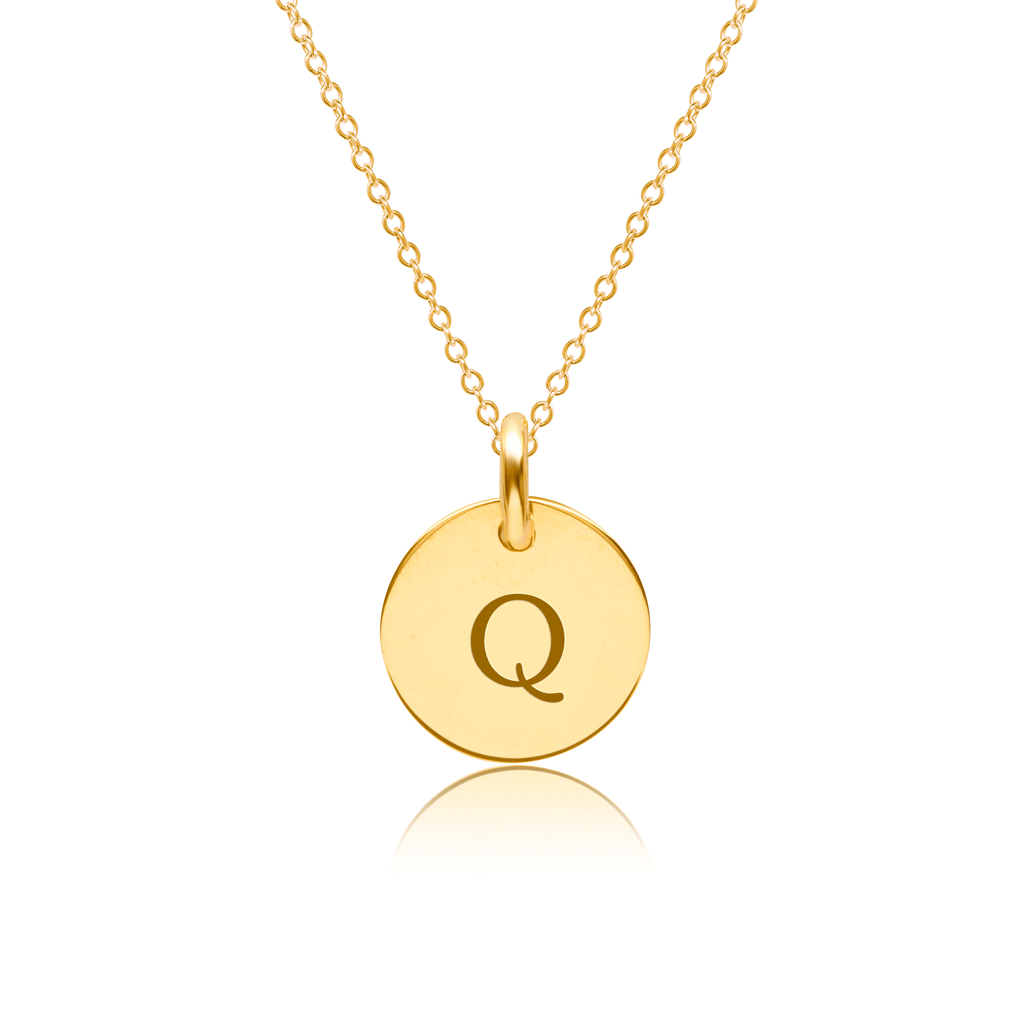 Mini Initial Circle Tag Necklace - Uppercase