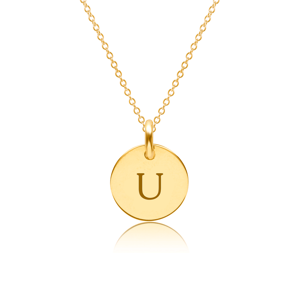 Mini Initial Circle Tag Necklace - Uppercase