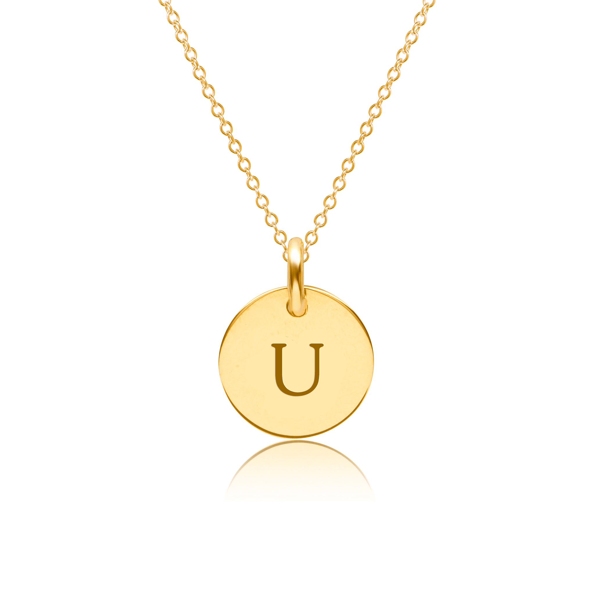 Mini Initial Circle Tag Necklace - Uppercase