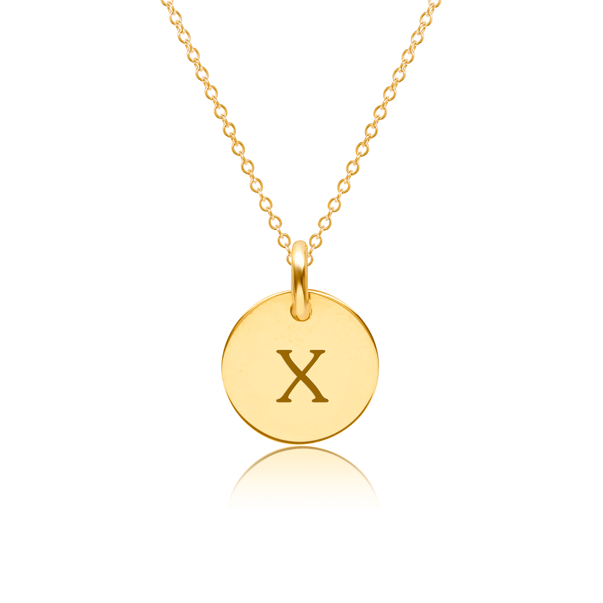 Mini Initial Circle Tag Necklace - Uppercase