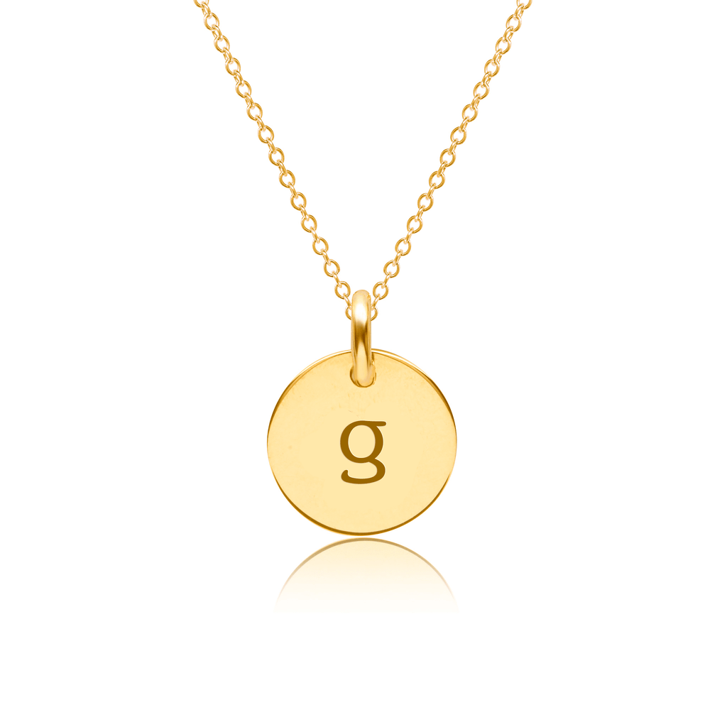 Mini Initial Circle Tag Necklace - Lowercase