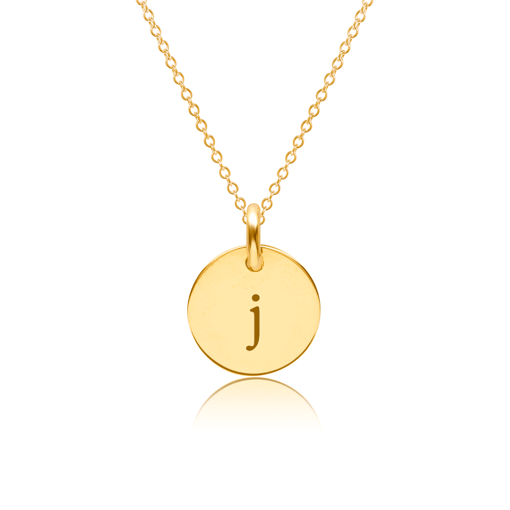 Mini Initial Circle Tag Necklace - Lowercase