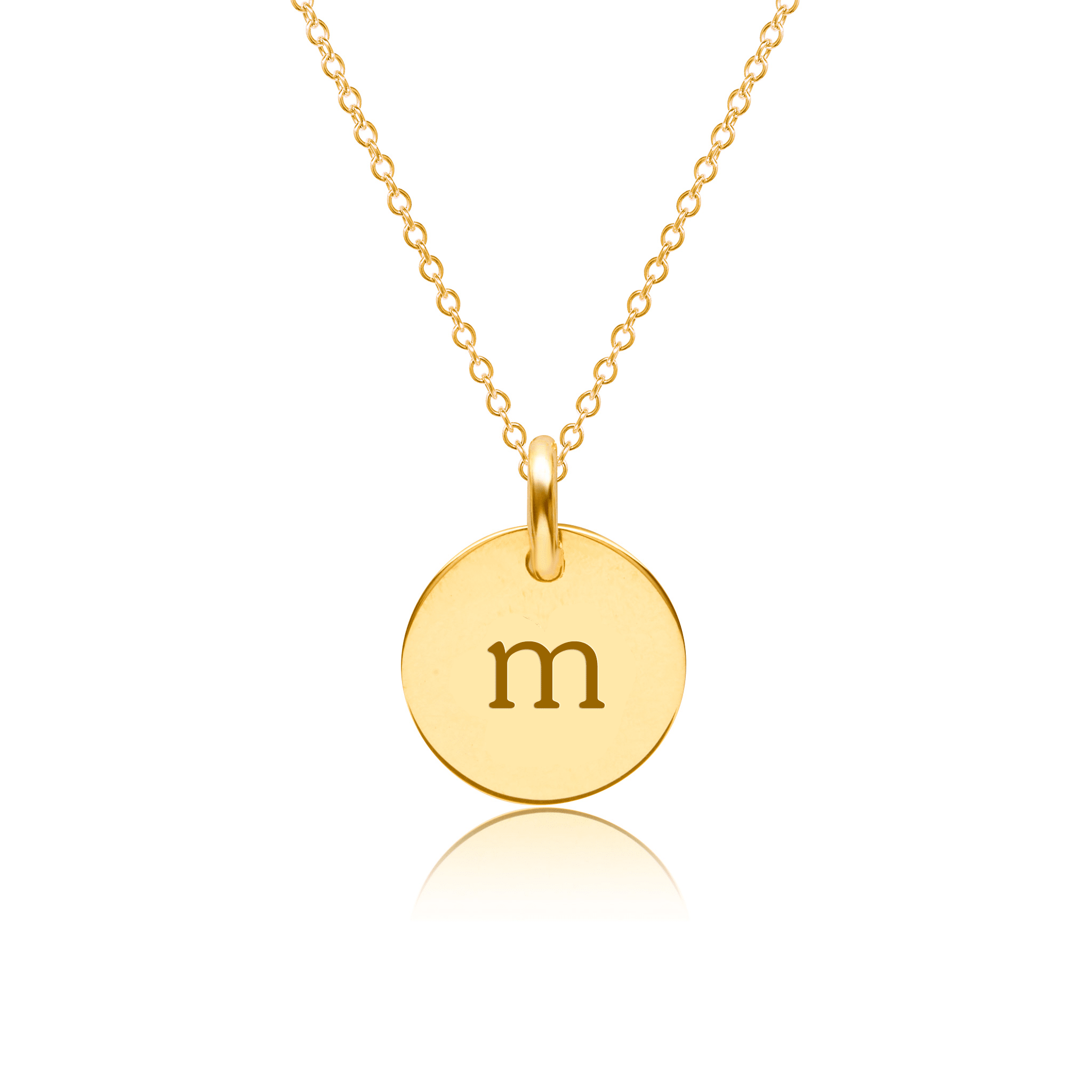Mini Initial Circle Tag Necklace - Lowercase