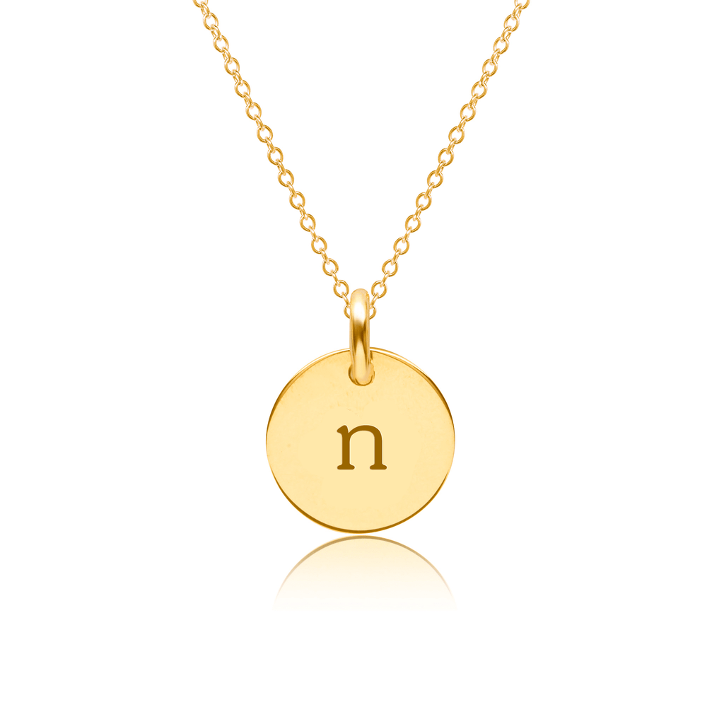 Mini Initial Circle Tag Necklace - Lowercase