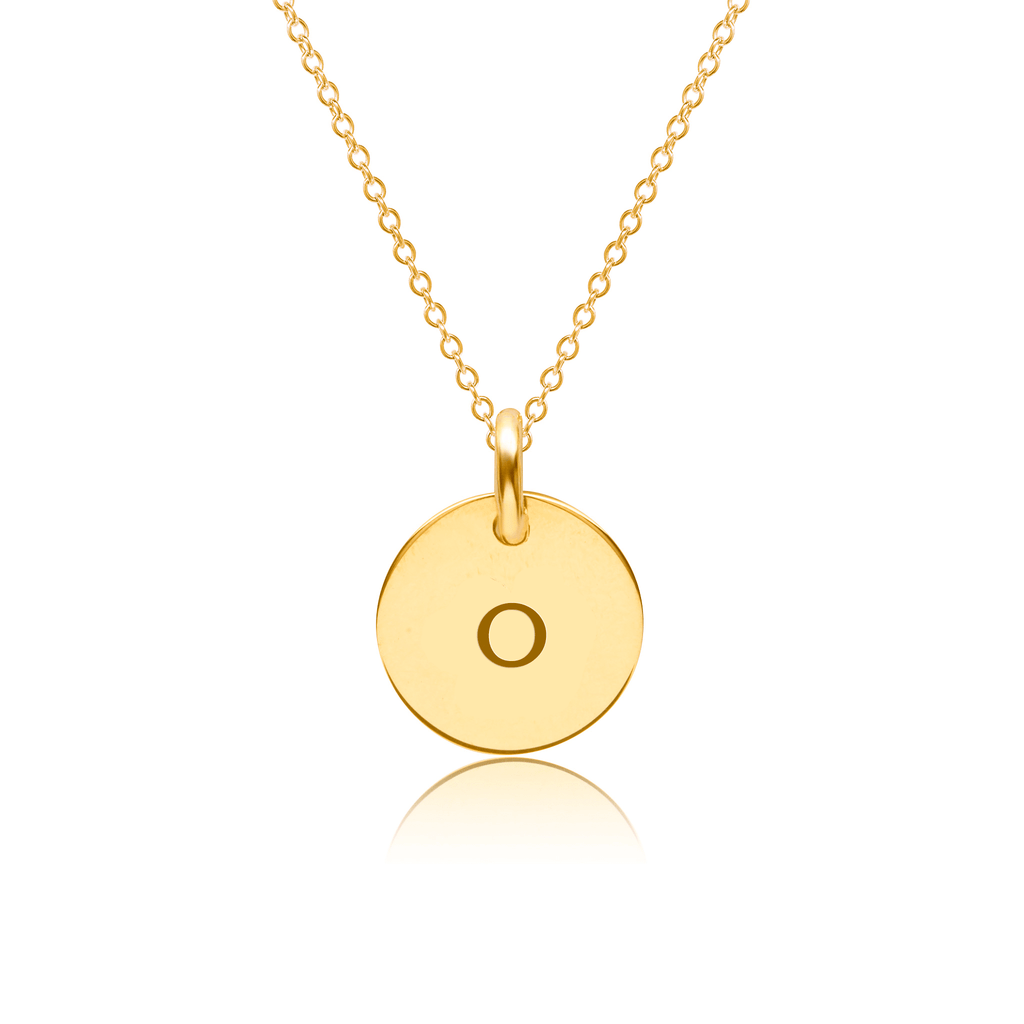 Mini Initial Circle Tag Necklace - Lowercase