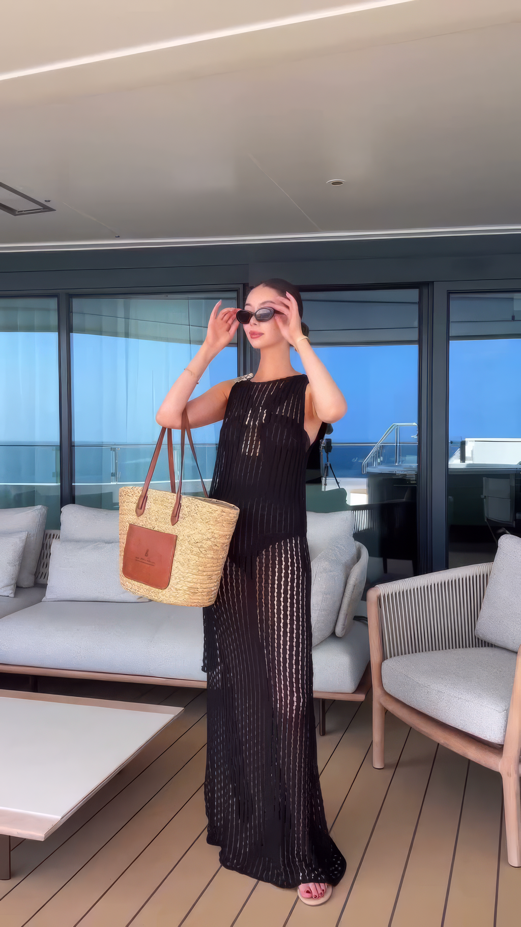 Tara Whiteman - Angles Black High-Neck Maxi Dress