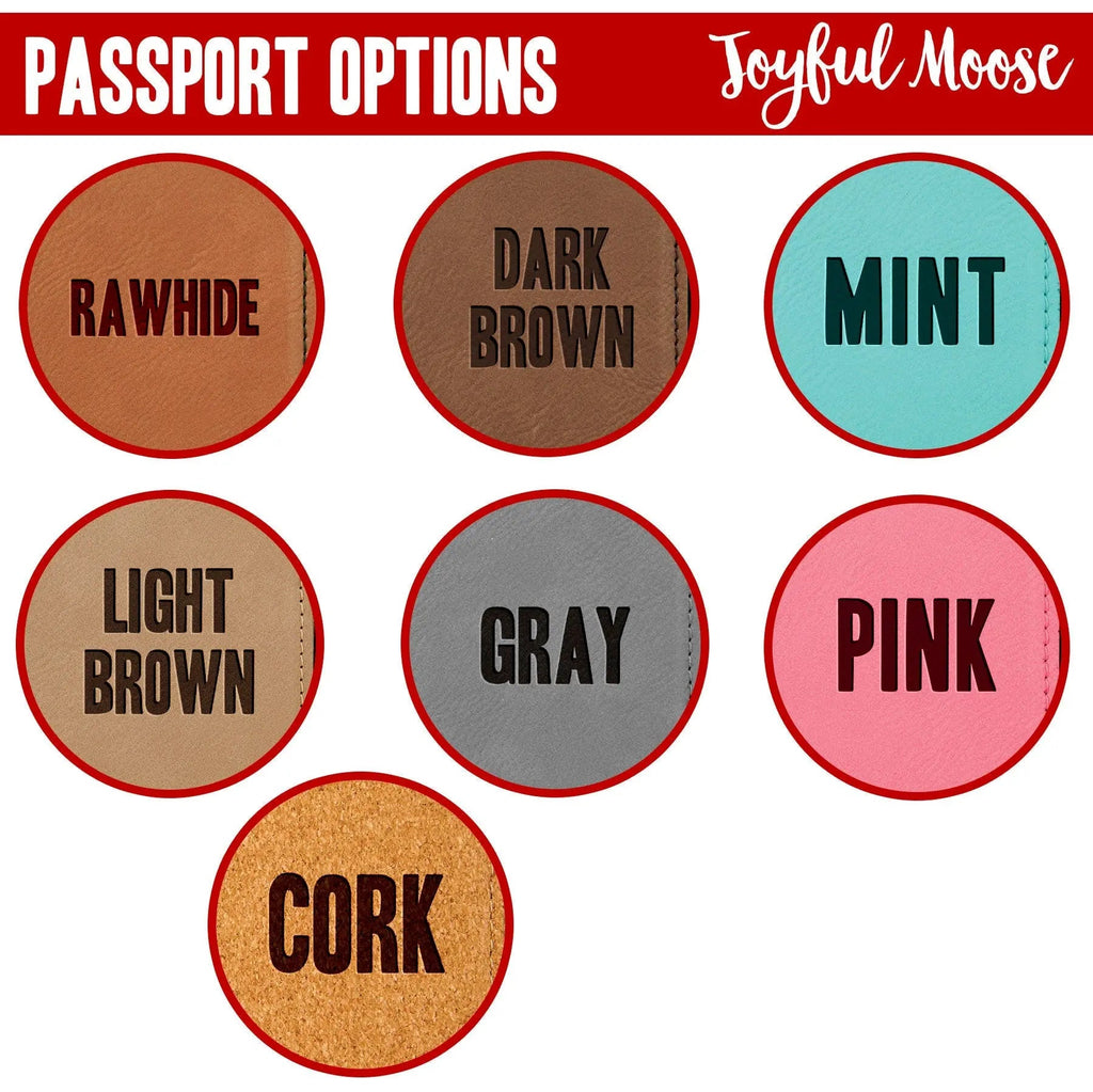 Personalized Passport Holder – Engraved Faux Leather Passport Cover With Compass Design