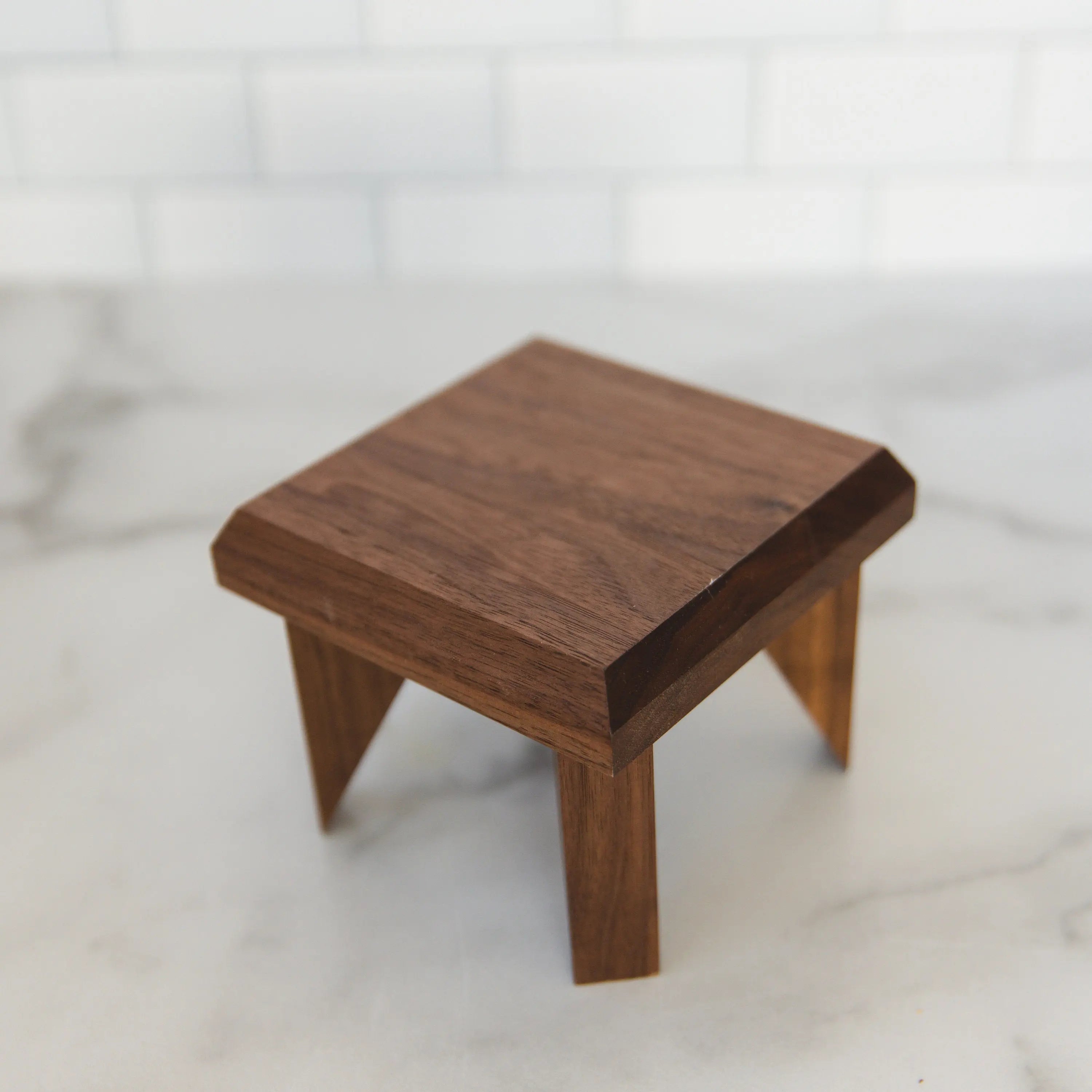 Geometric Plant Stand Oak Wood, Walnut Wood Display Stand