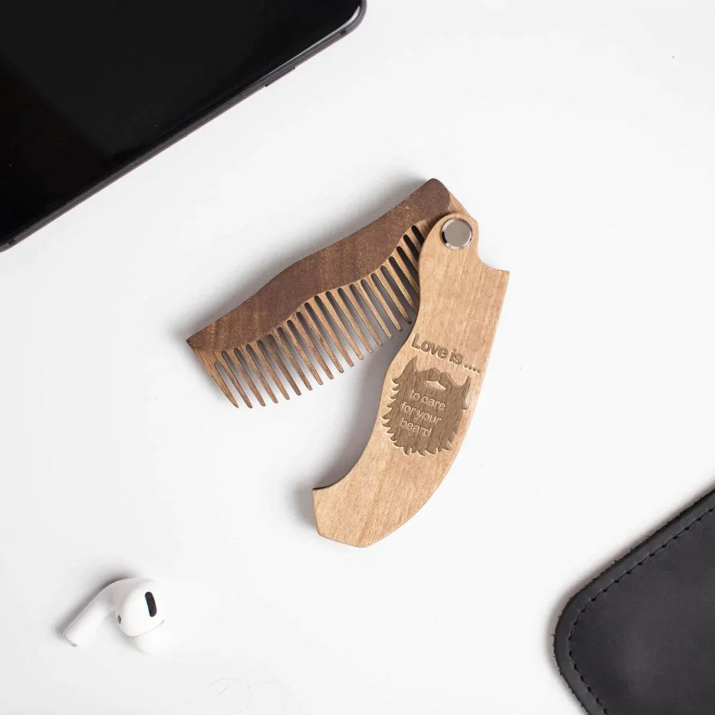 Wooden Beard Comb -Love is 🔥