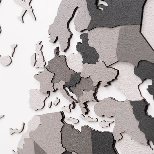 3D Wooden World Map Concrete