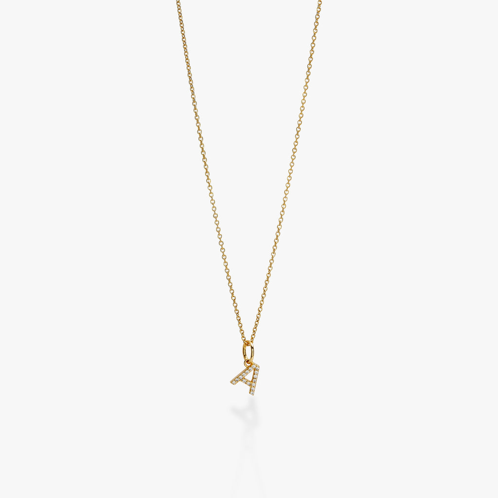 Mini Pavé Initial Charm Necklace