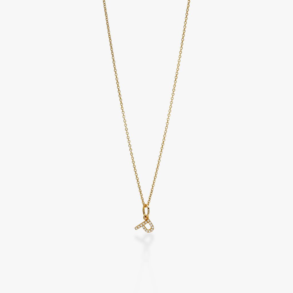 Mini Pavé Initial Charm Necklace